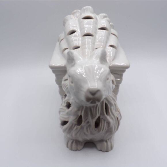 Bunny with Carrot Wagon Potpourri Sachet Holder White Glaze 5.5" High - Picture 4 of 8